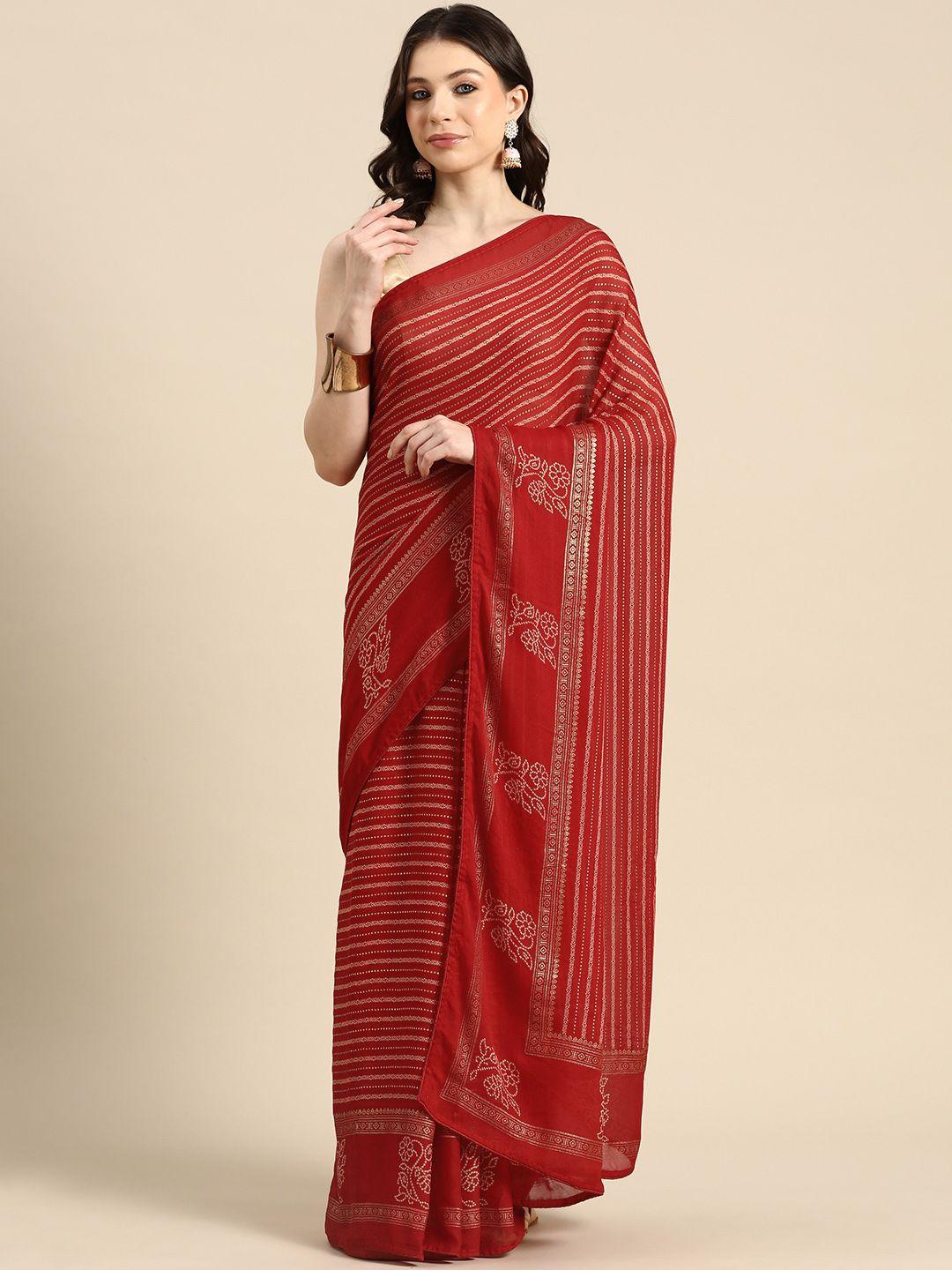 libas striped mukaish pure georgette saree