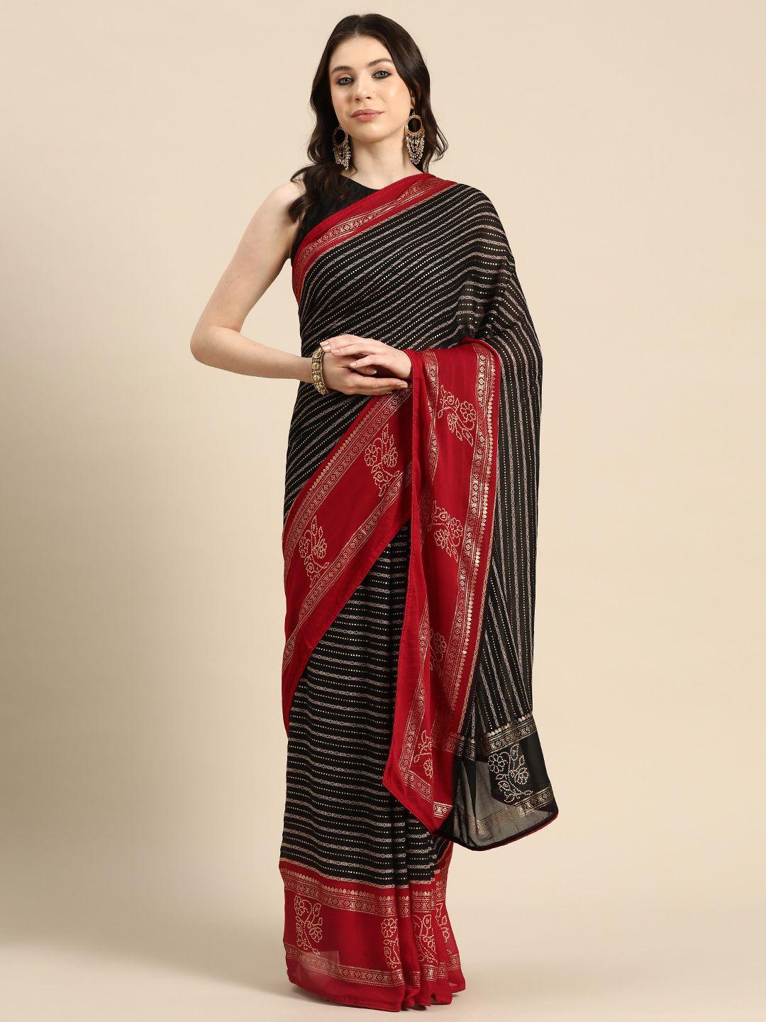 libas striped zari pure georgette saree