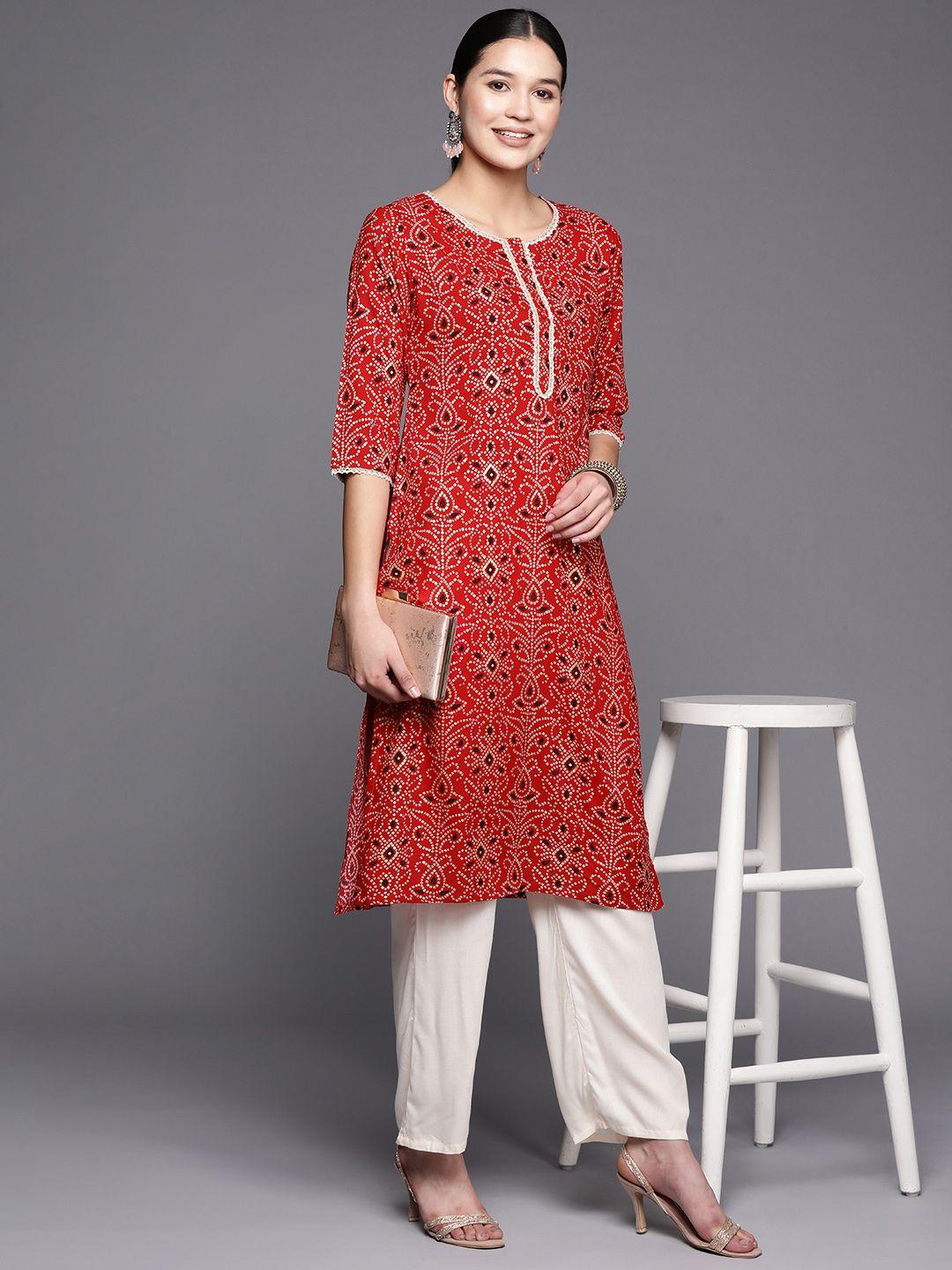 libas women bandhani printed kurta