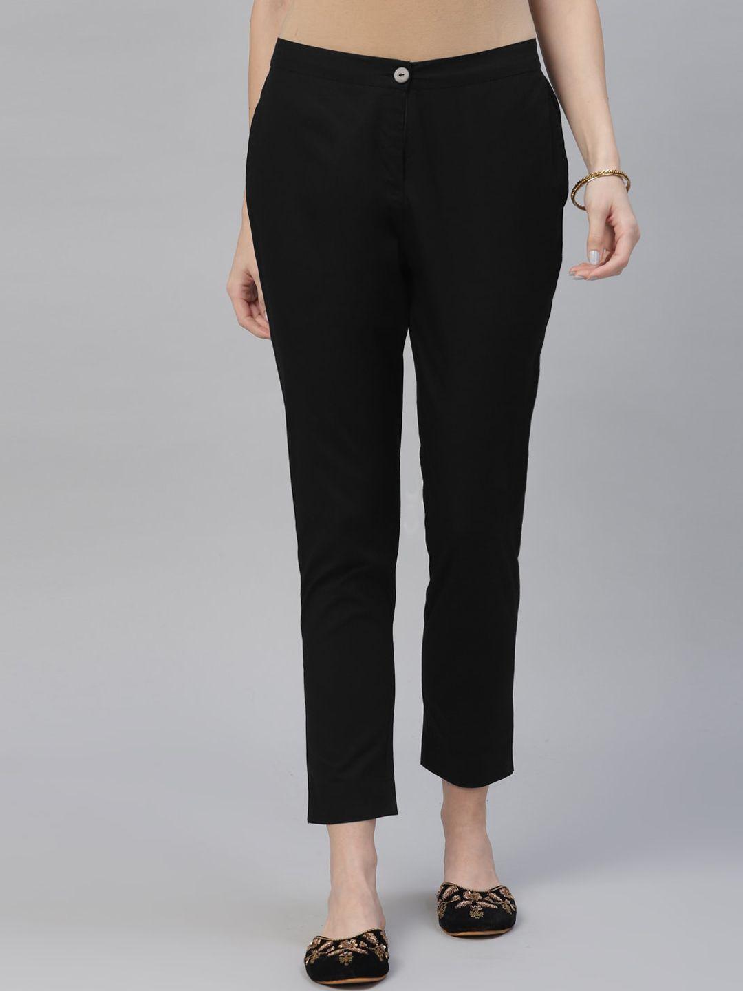 libas women black cigarette trousers