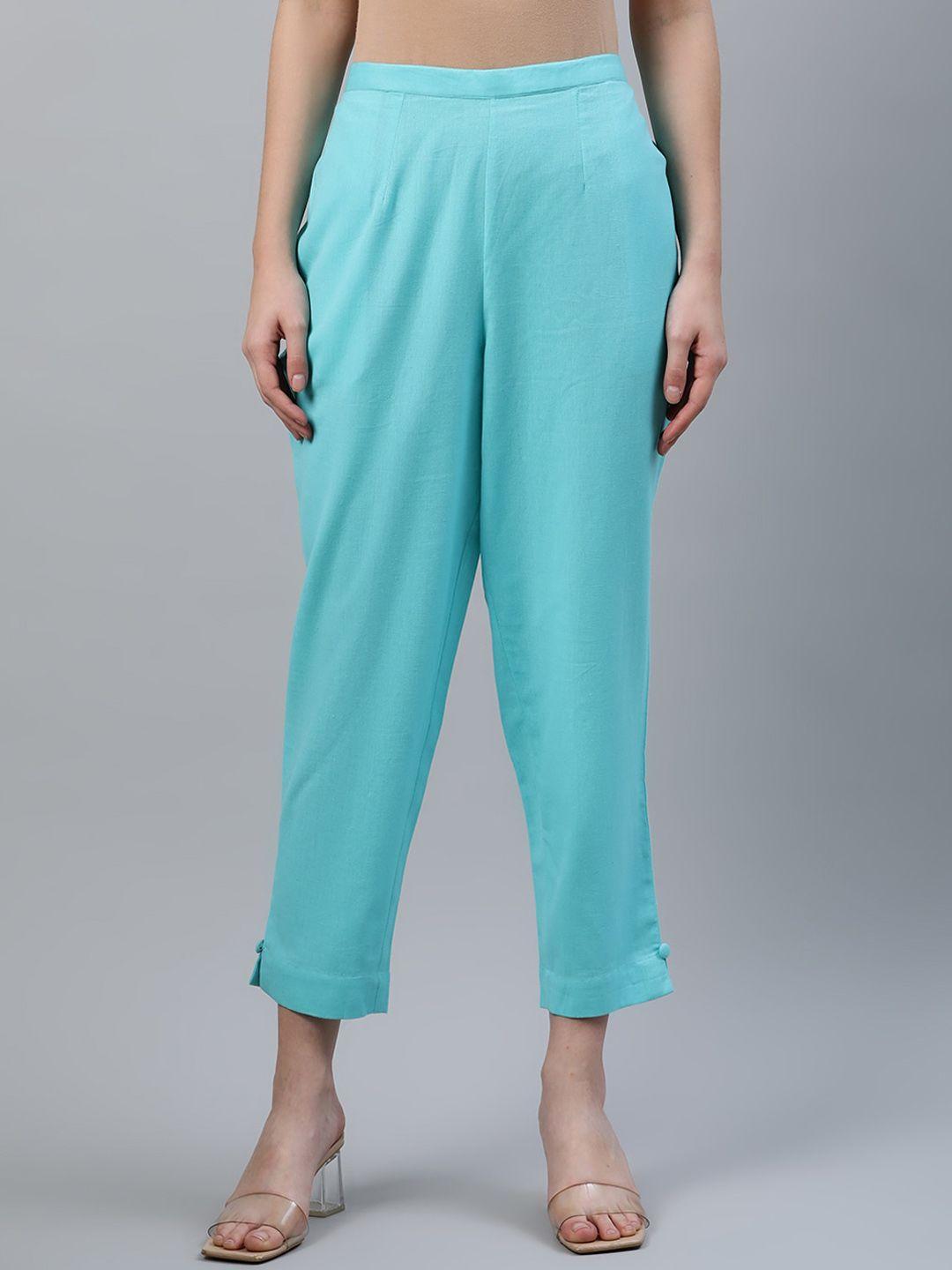 libas women blue ethnic cigarette trousers