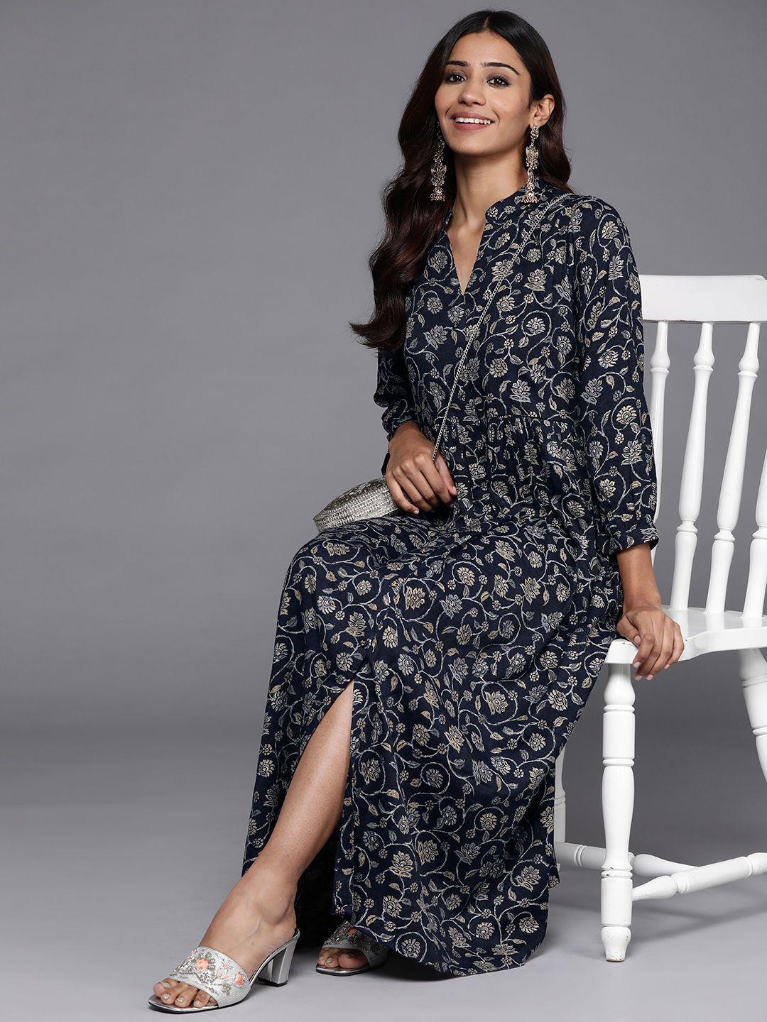 libas women blue floral maxi dress