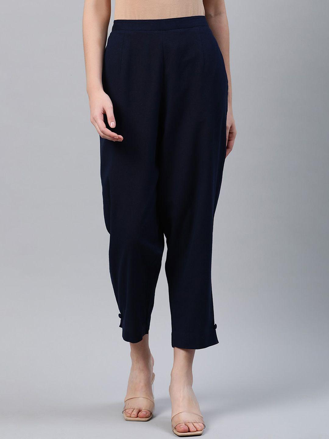 libas women blue relaxed trousers