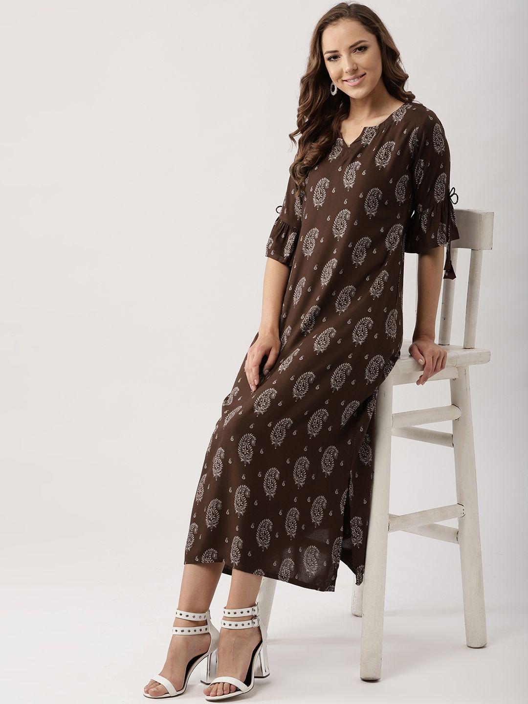 libas women brown printed maxi dress