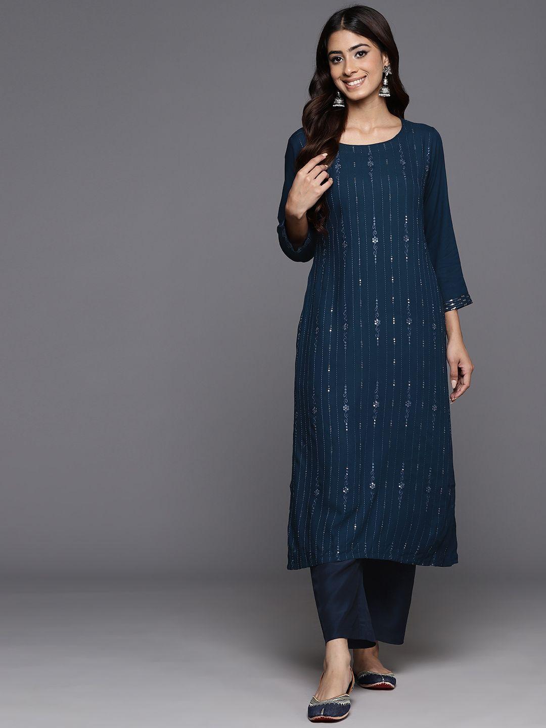 libas women embellished sequinned kurta