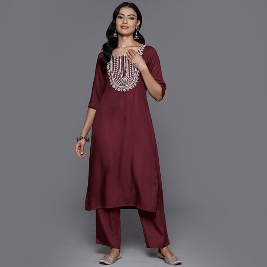 libas women embroidered straight kurta set