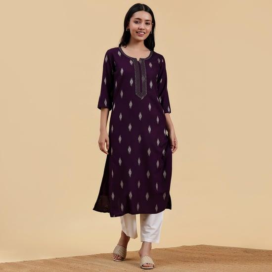 libas women embroidered straight kurta