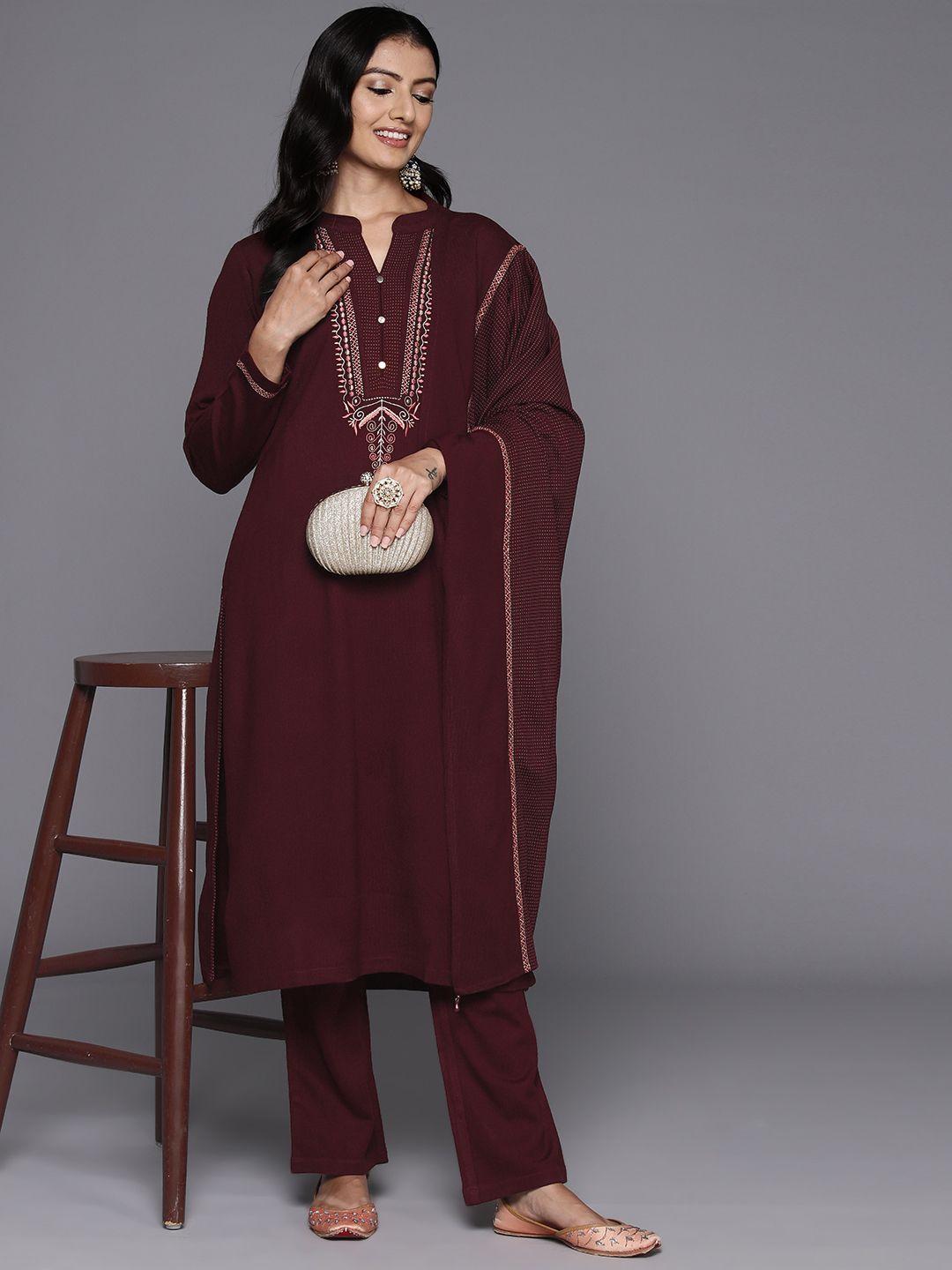 libas women ethnic motifs yoke design regular kurta with palazzos & with dupatta