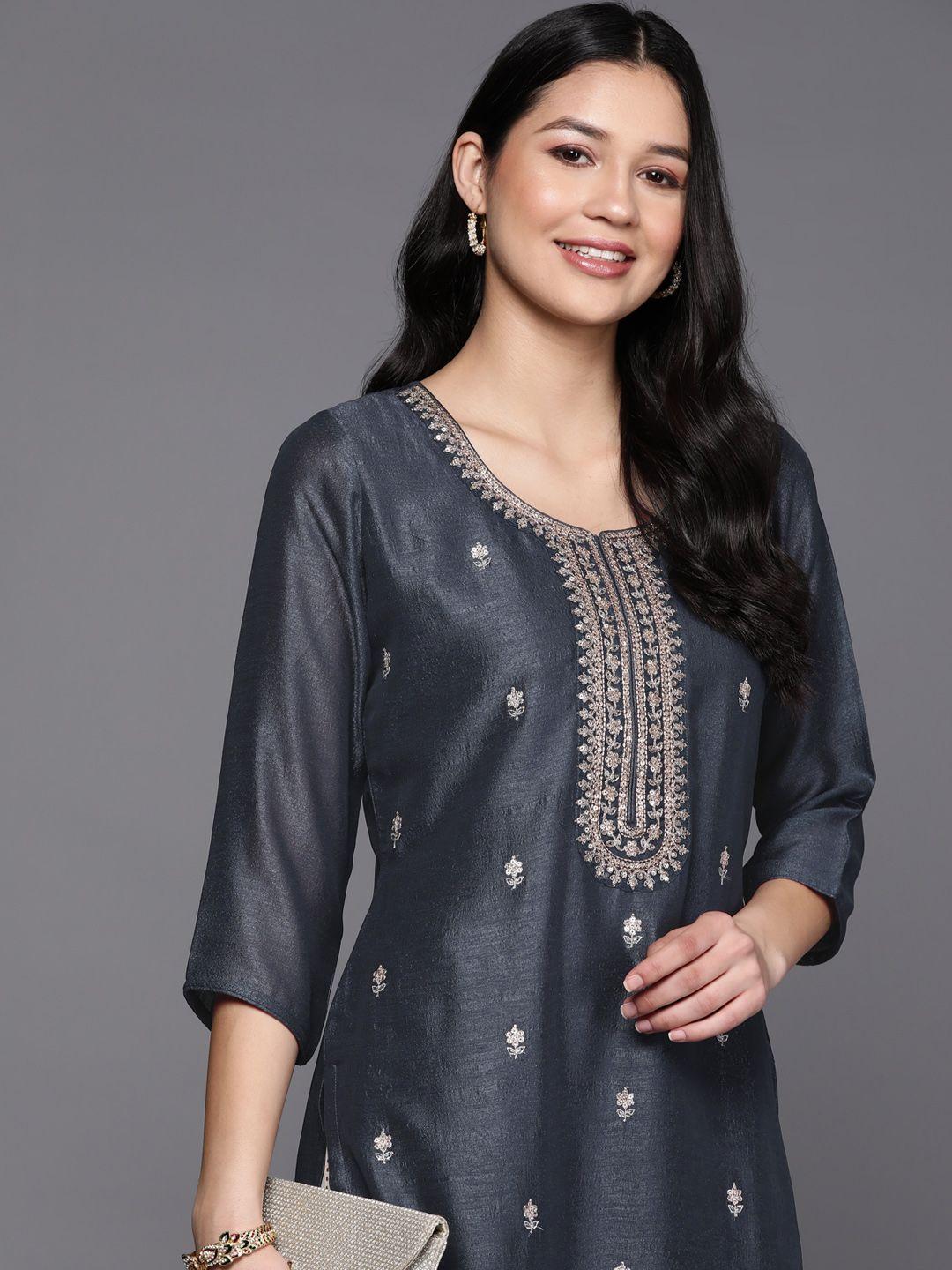 libas women ethnic motifs zari embroidered kurta