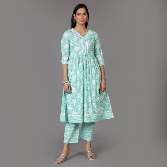 libas women floral print a-line kurta set