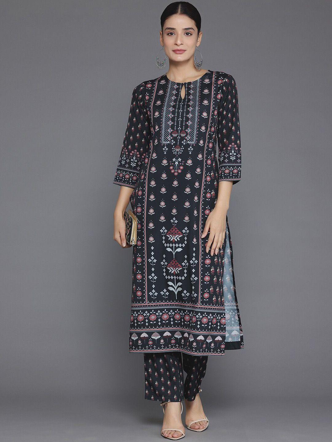 libas women floral printed regular kurta with trousers