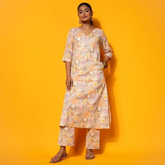 libas women floral printed straight kurta set