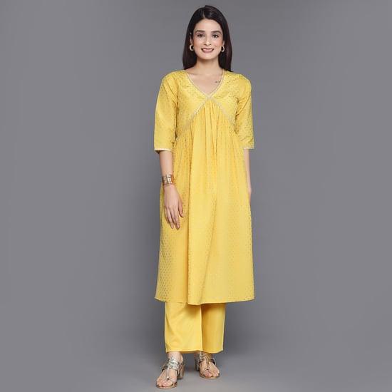 libas women foil print a-line kurta set