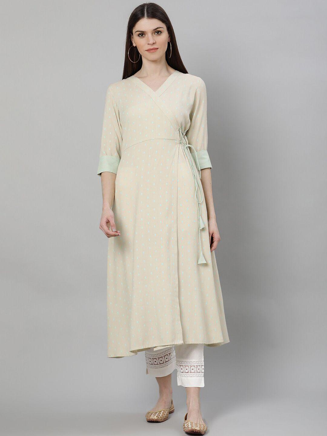 libas women green printed kurta