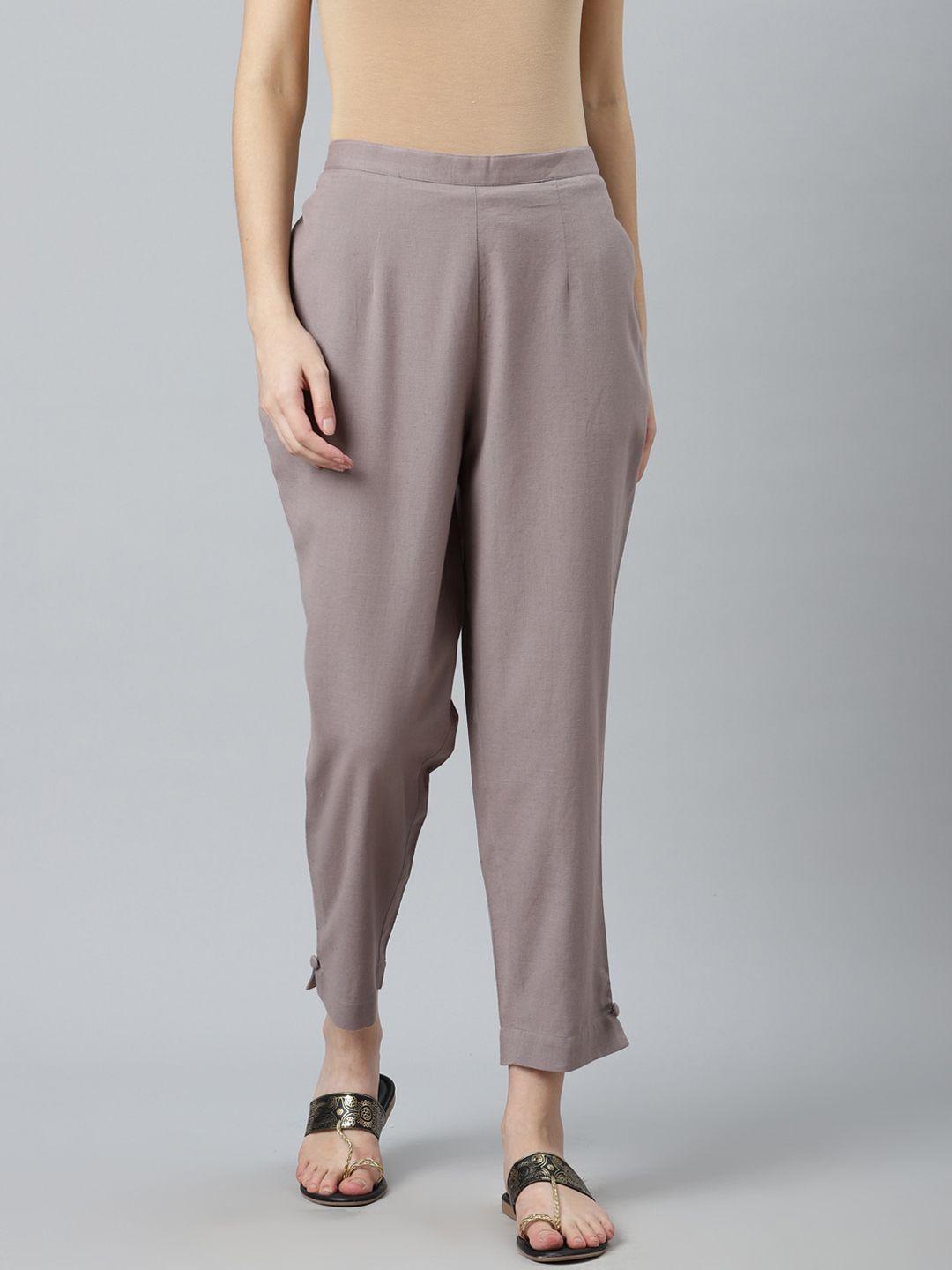 libas women grey regular trousers
