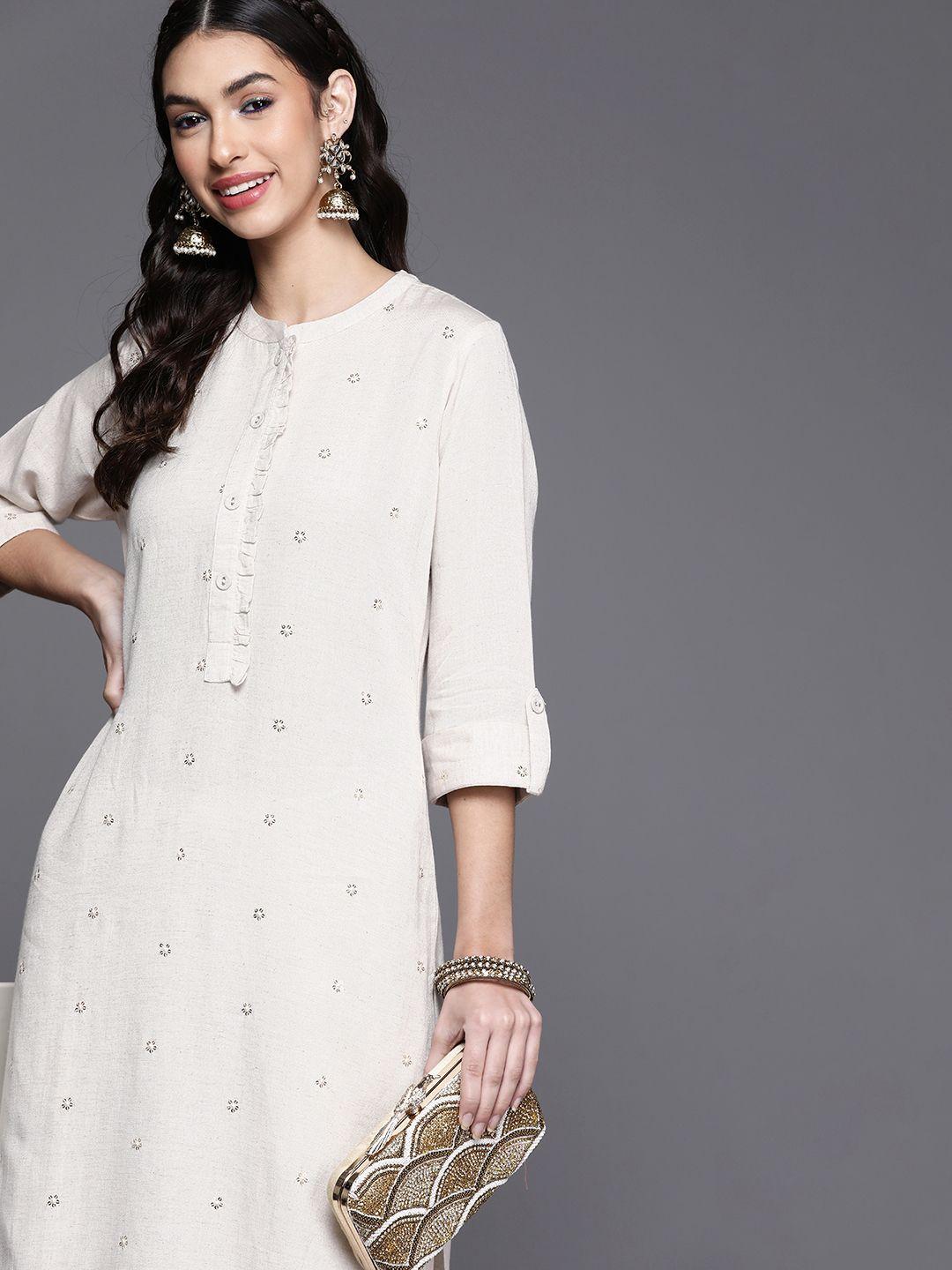 libas women off white embellished white romance kurta