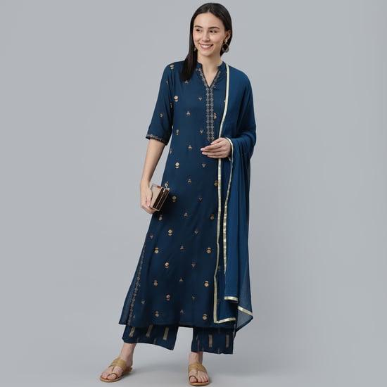 libas women printed a-line kurta set