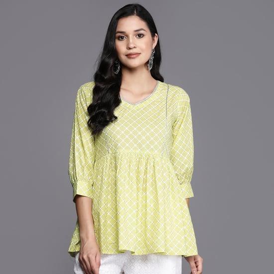 libas women printed a-line kurti