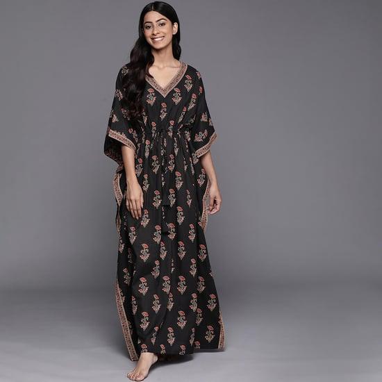 libas women printed kaftan night gown