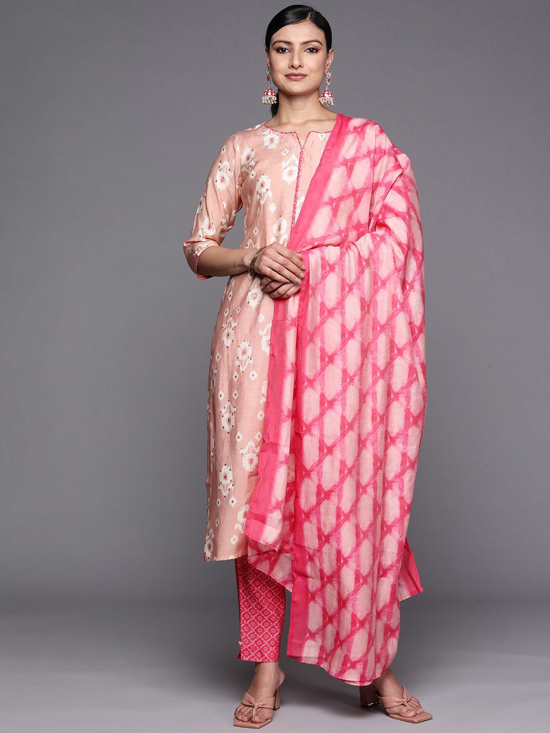 libas women printed kurta with trousers & dupatta