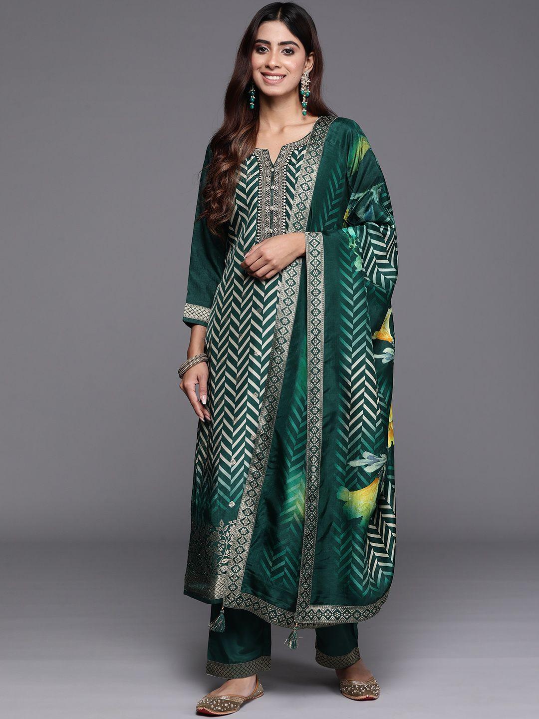 libas women printed regular kurta with palazzos & dupatta