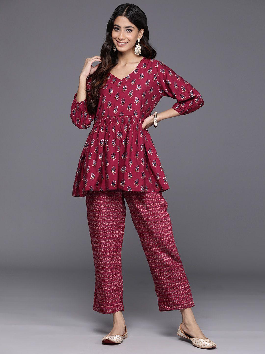 libas women printed top with trousers