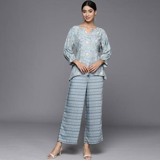 libas women printed tunic with palazzos set