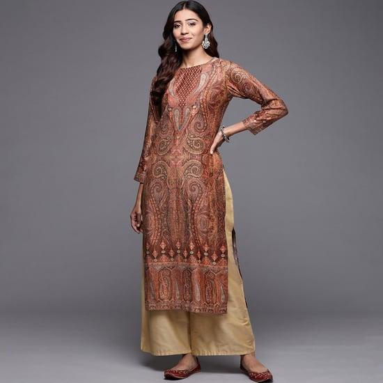 libas women printed velvet kurta