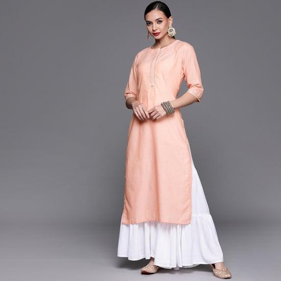 libas women solid cotton straight kurta