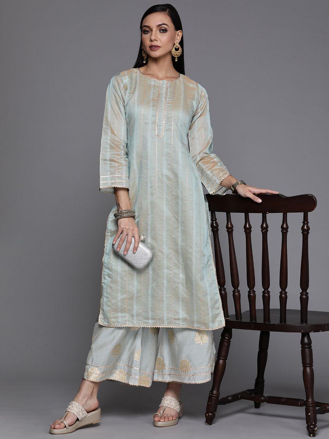 libas women striped kurta with palazzos