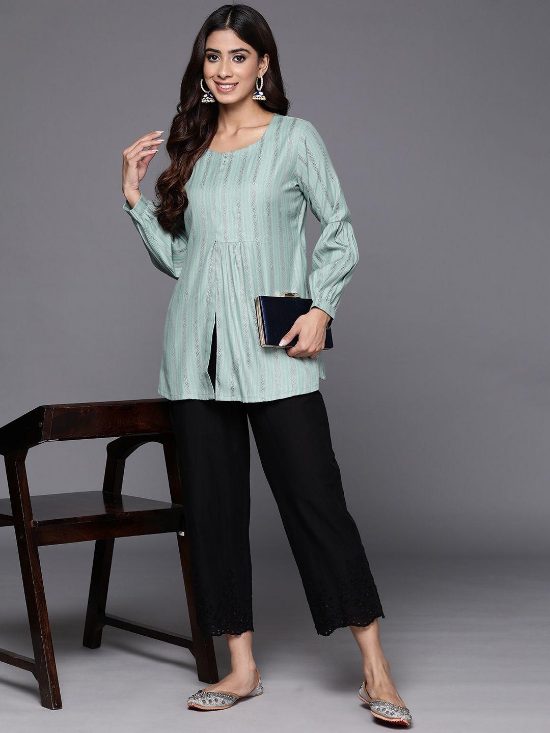 libas woven design pleated kurti