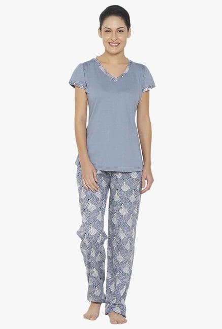 libertina blue cotton modal pyjama set