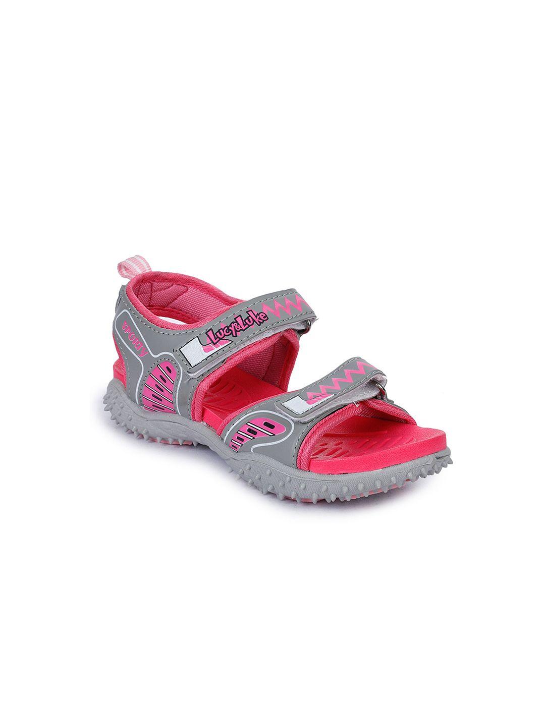 liberty kids pink & grey printed sports sandals