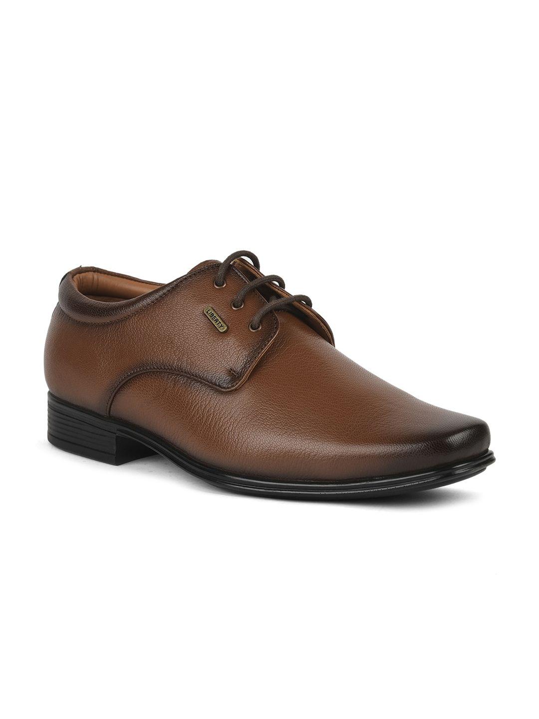 liberty men brown solid derby formal shoes
