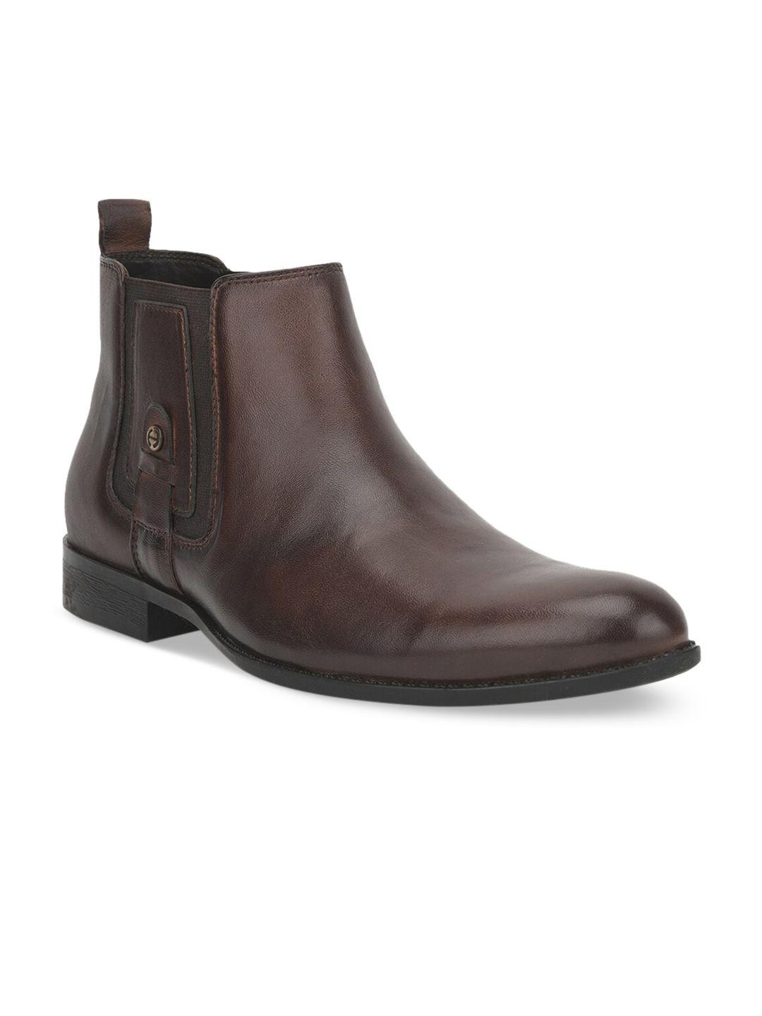 liberty men brown solid leather formal boots