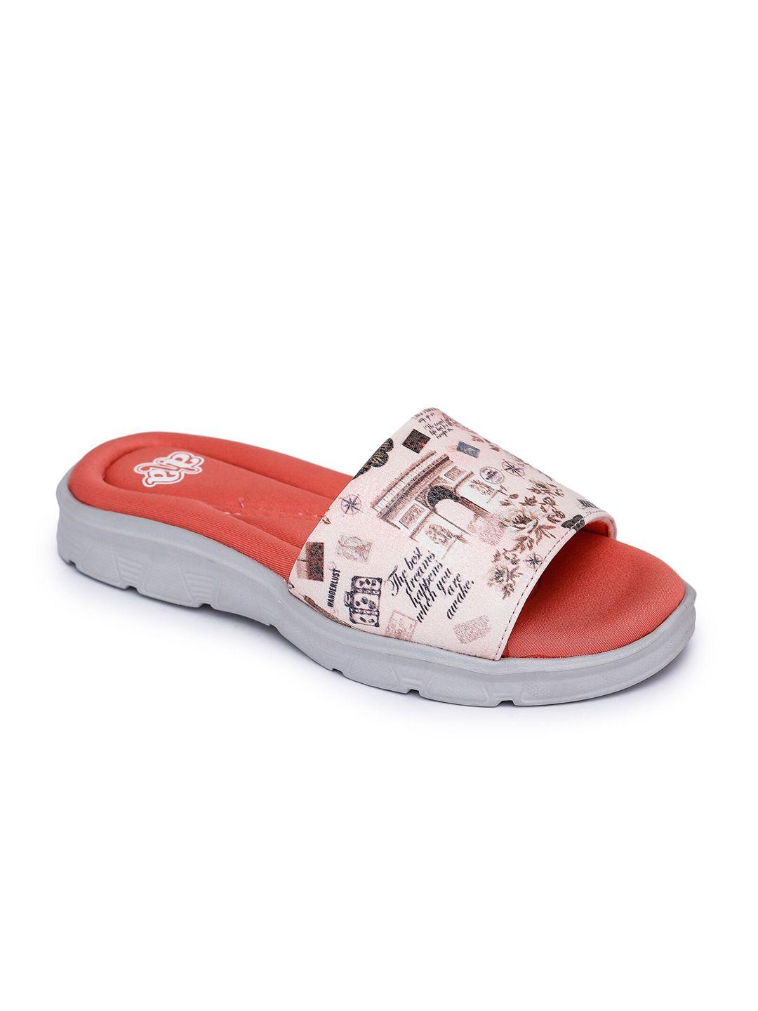 liberty women pink & red printed rubber slip-on