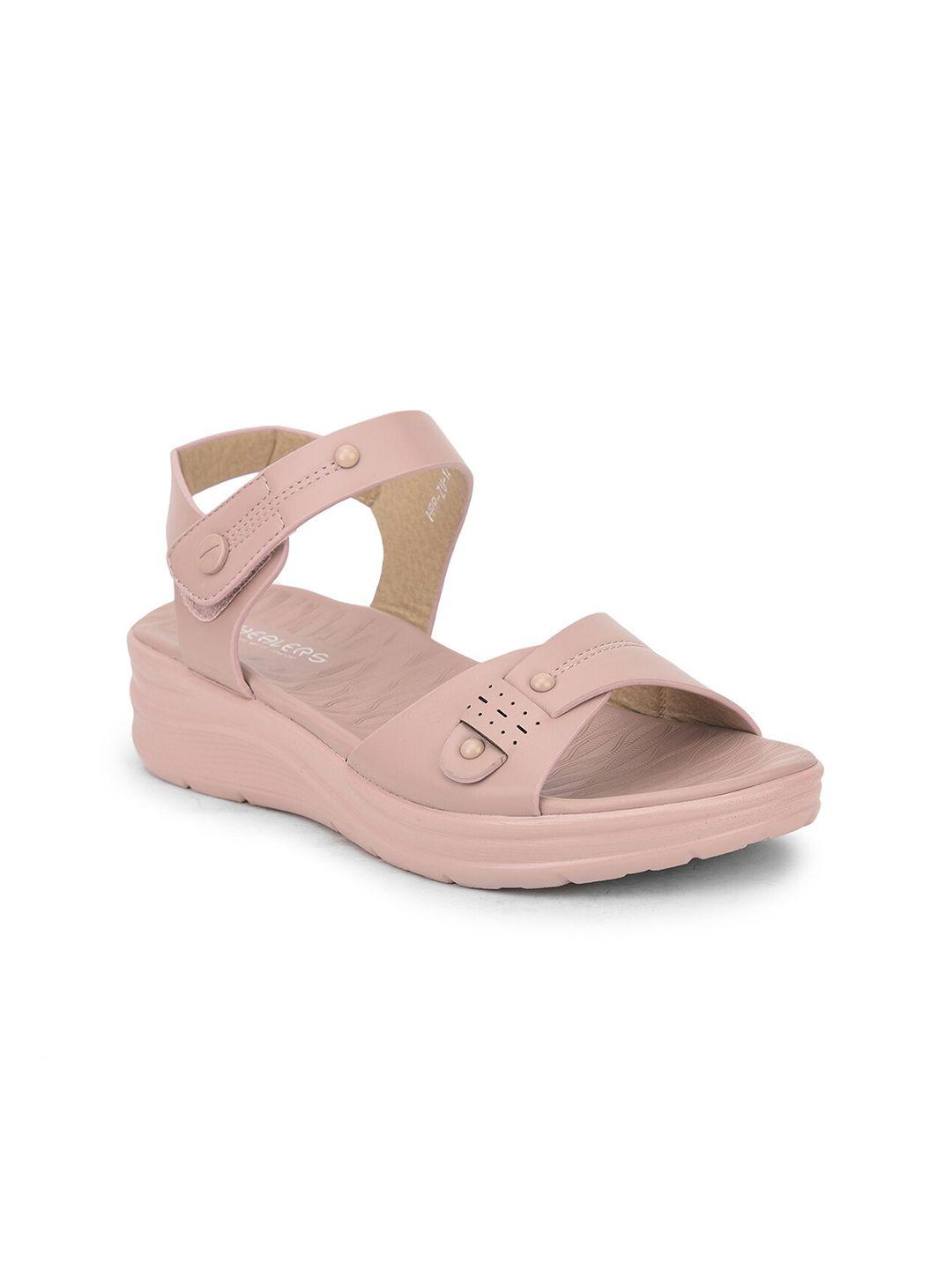 liberty women pink open toe flats with buckles