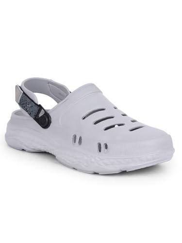 liberty a-ha beachride casual men slingback clog with eva upper | eva sole indoor & outdoor solid sandals clogs for men | soft & comfortable men's clogs (8 uk - light grey)