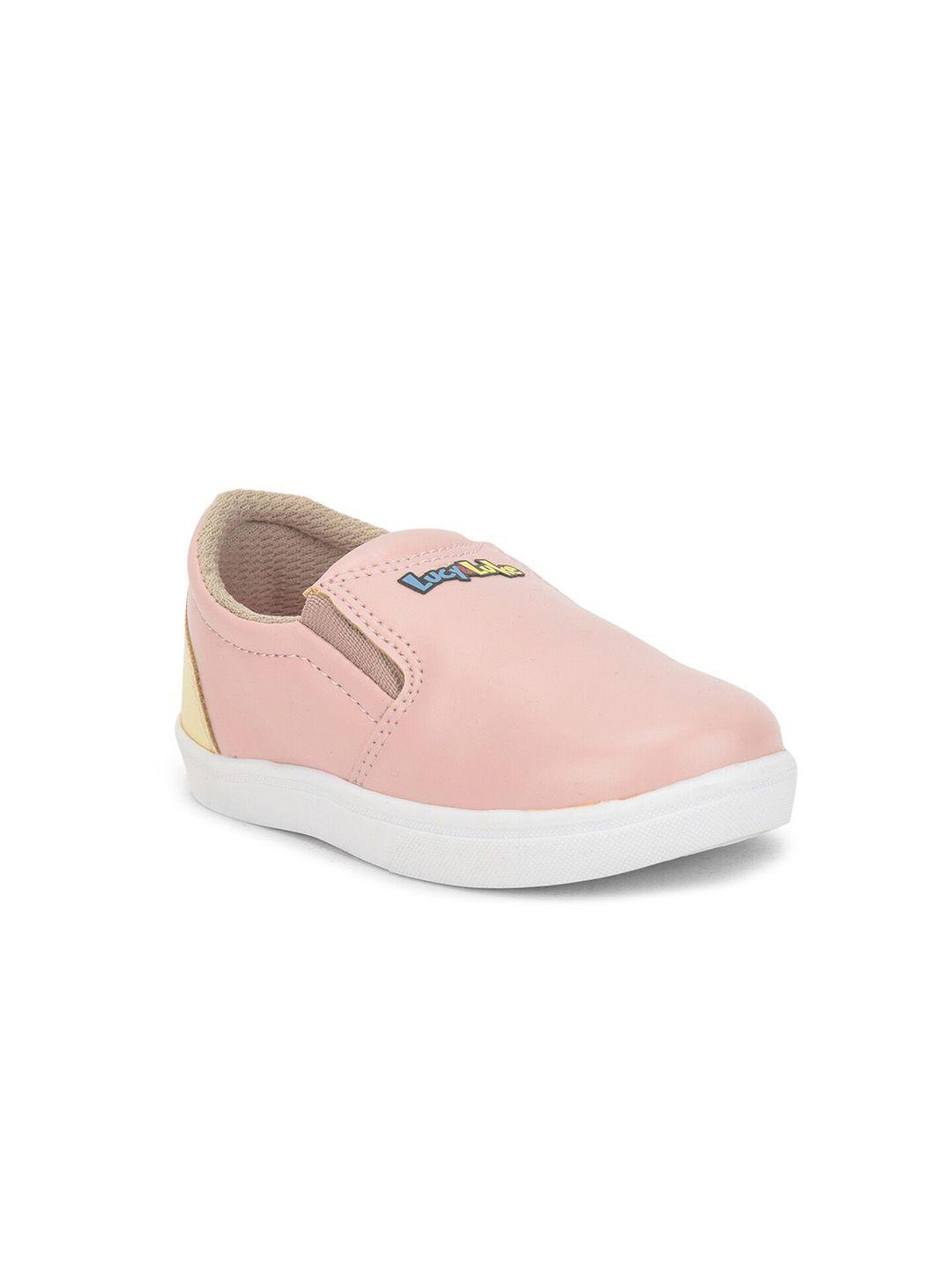 liberty boys peach-coloured solid slip-on sneakers