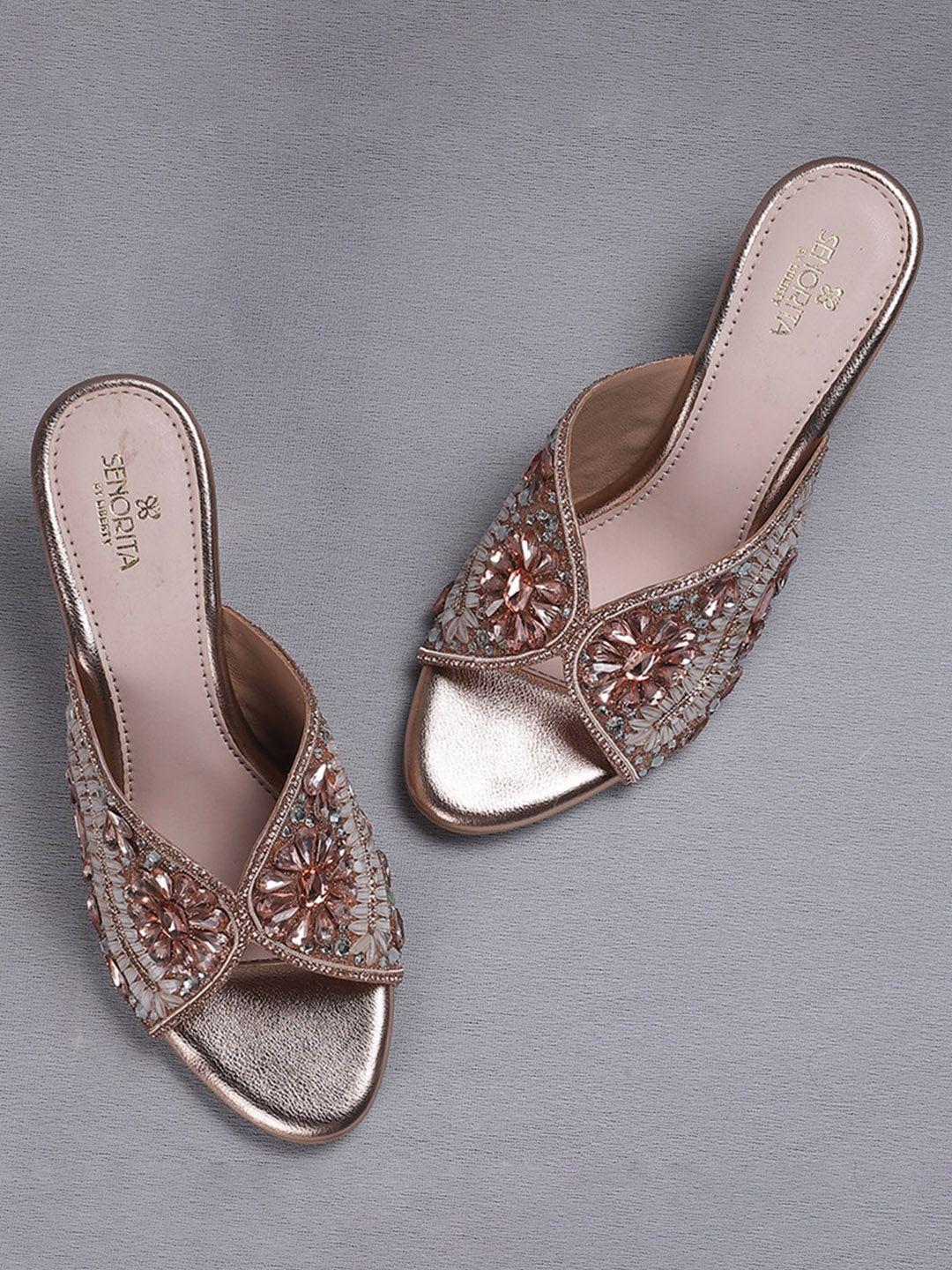 liberty embellished open toe wedge heeled mules