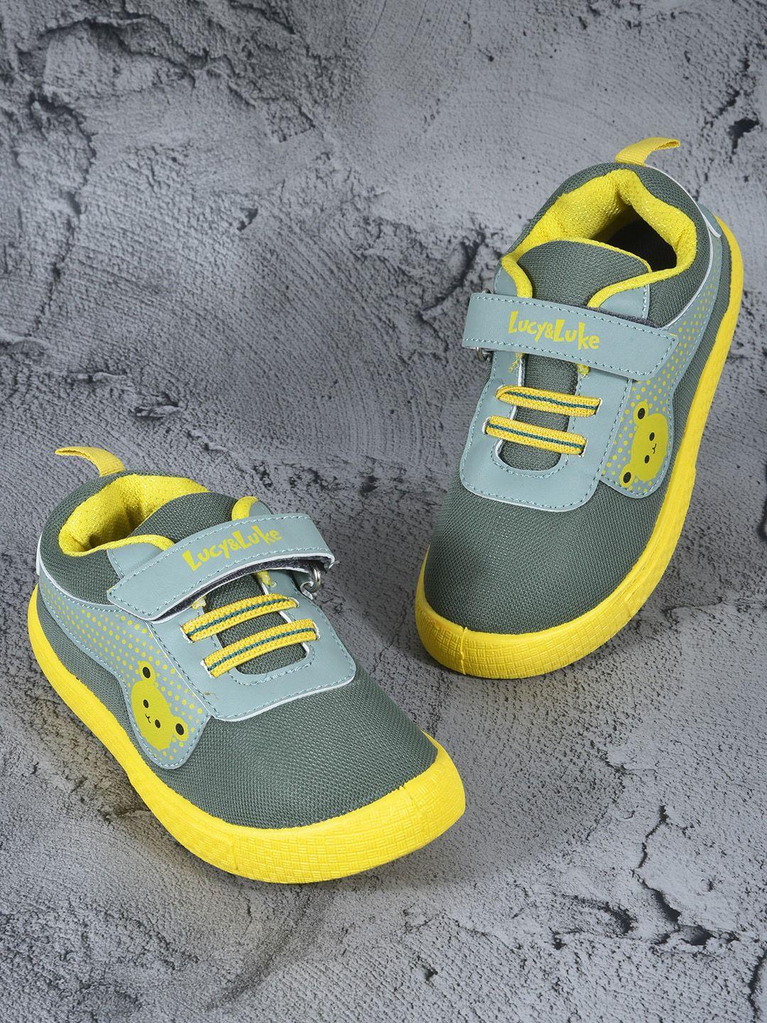 liberty kids-boys green colourblocked sneakers