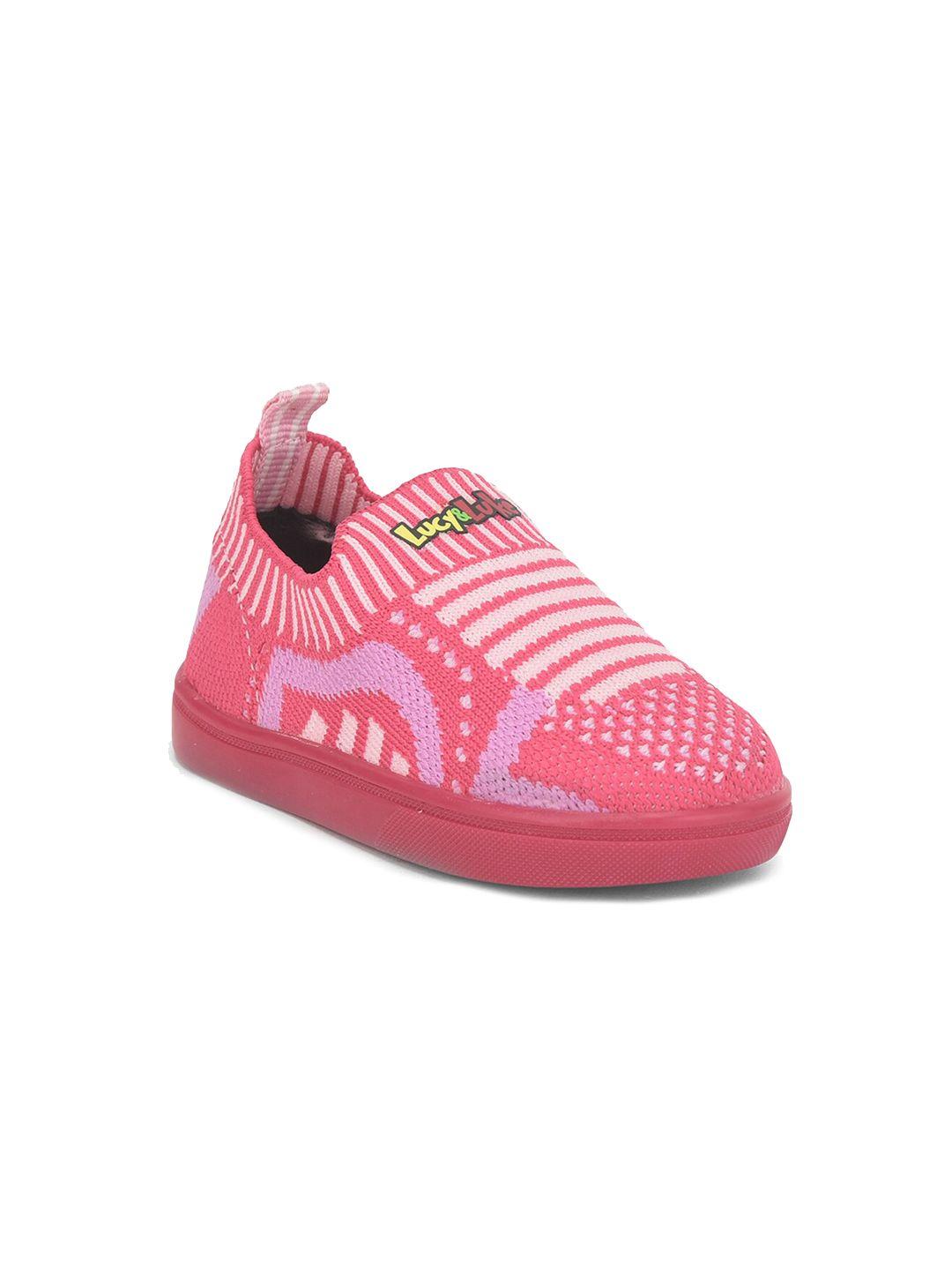 liberty kids-boys pink printed slip-on sneakers