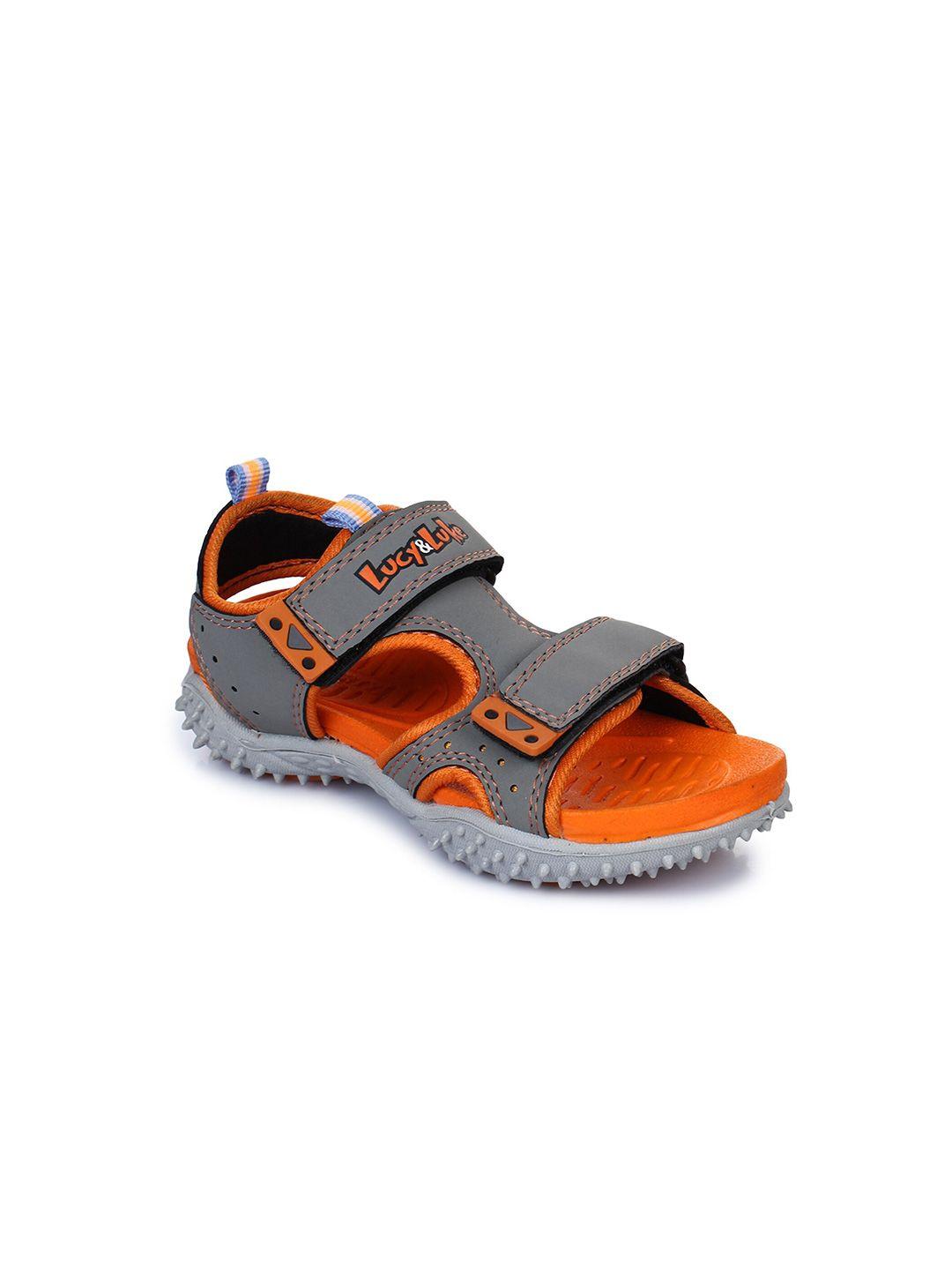 liberty kids grey & orange comfort sandals