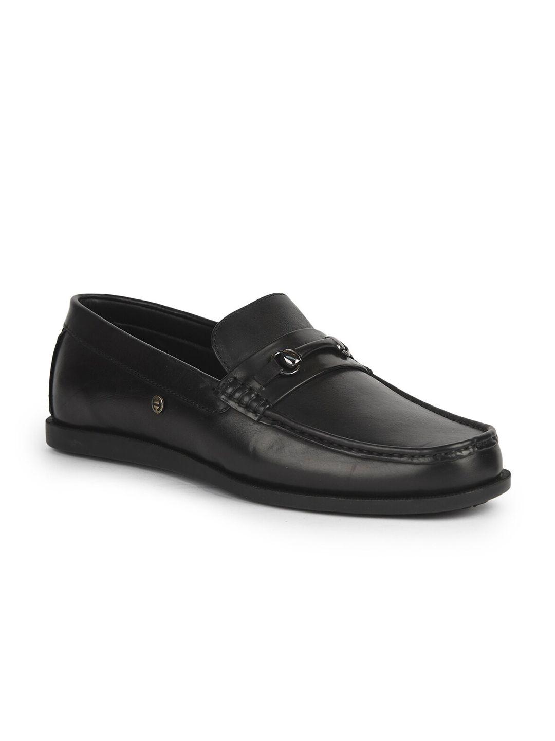 liberty men black solid  leather formal loafers