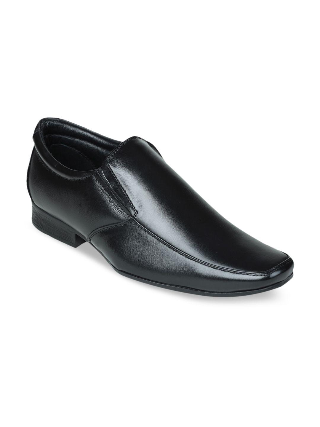 liberty men black solid leather formal slip-ons