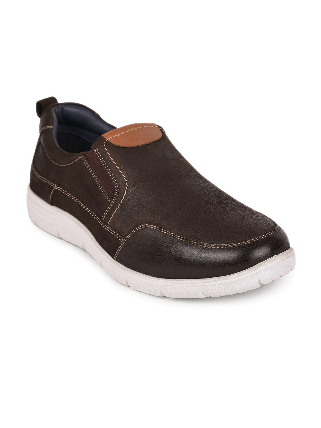 liberty men brown leather slip-on sneakers