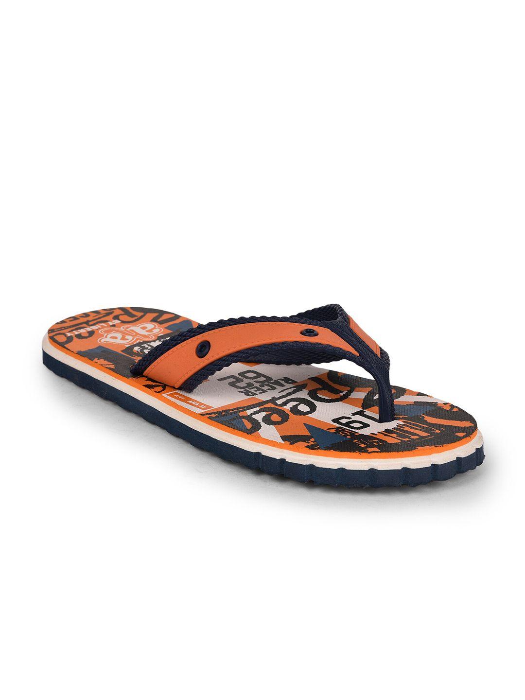 liberty men orange & black printed thong flip-flops