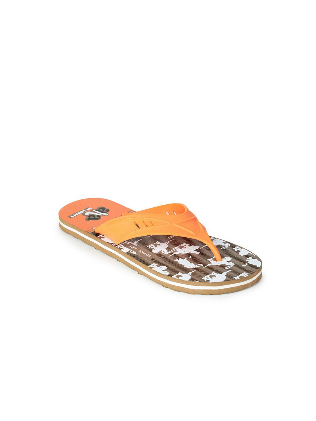 liberty men orange & brown printed thong flip-flops