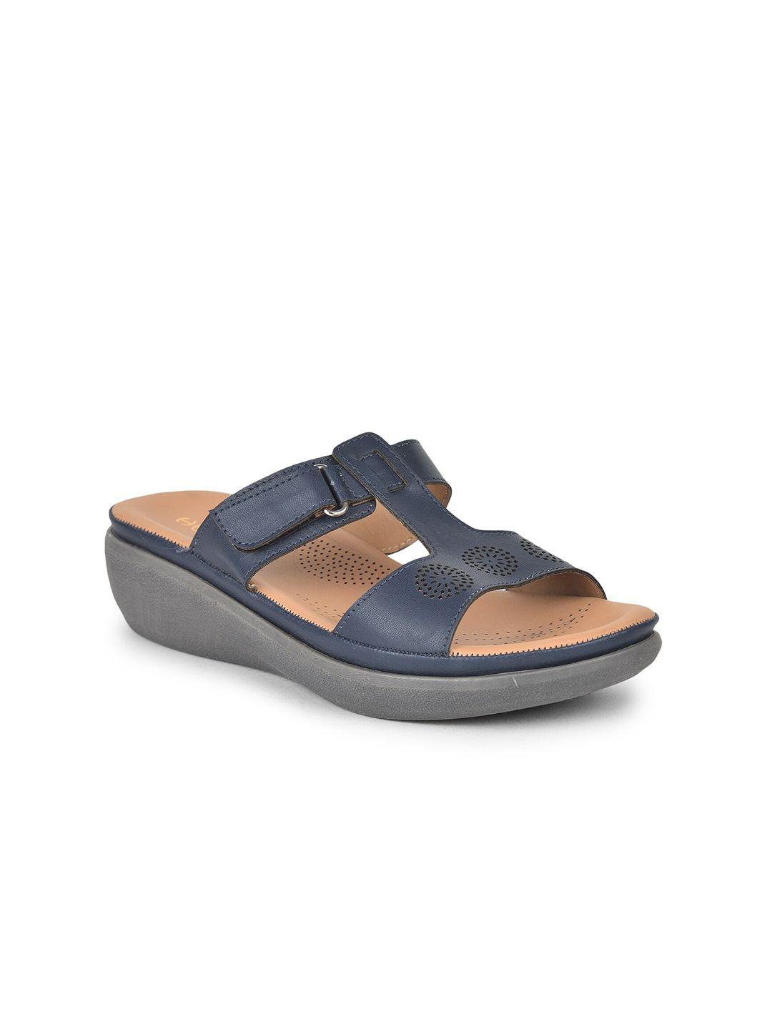 liberty navy blue & beige platform sandals