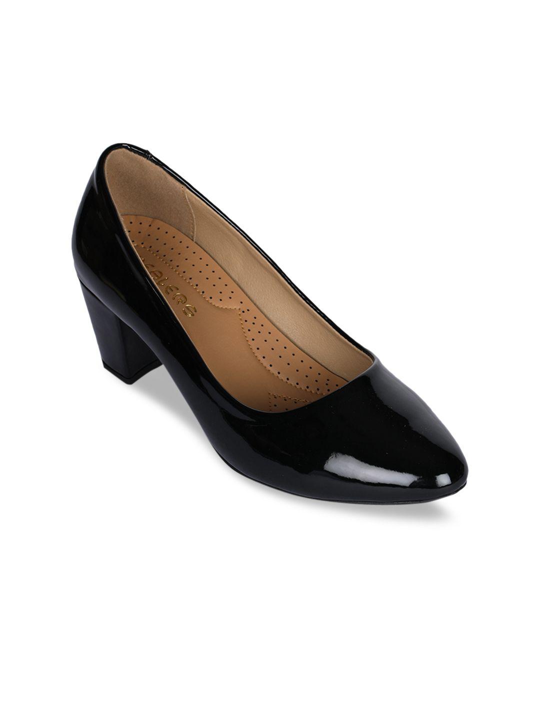 liberty women black solid pumps